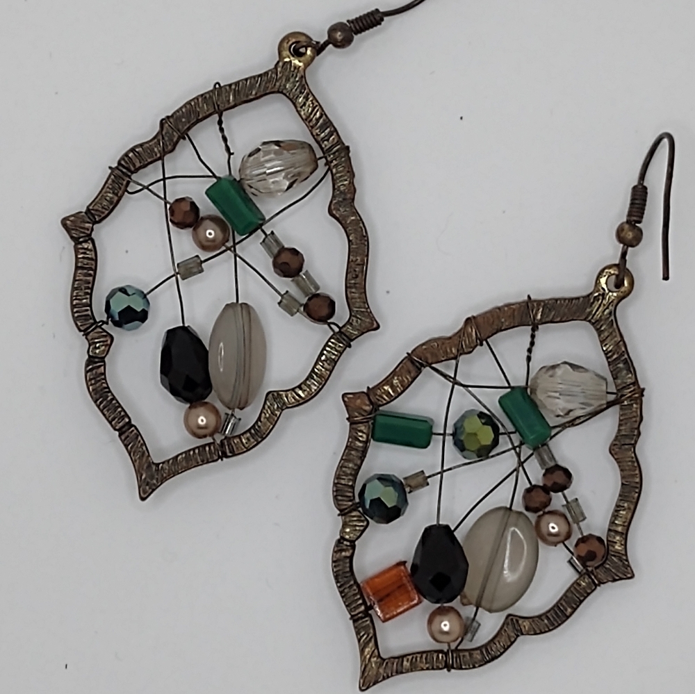 Multicolored Sparkling Wire Boho Dangling Earrings - image 3